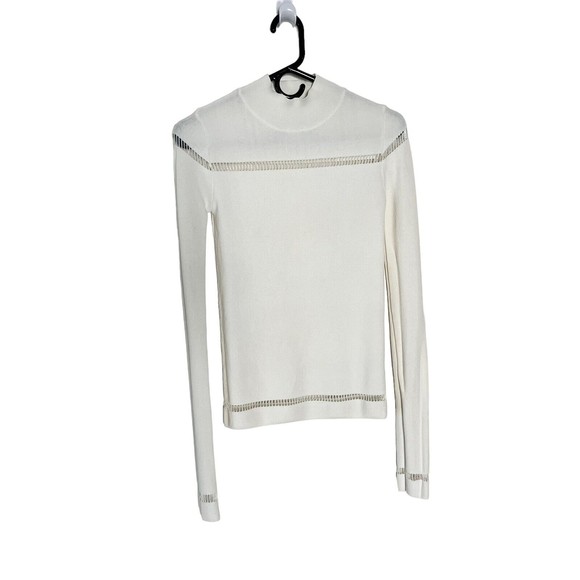 One Day Womens Turtle Neck Pullover White Top Size Tall Small Peek a Boo Detail - Picture 3 of 7